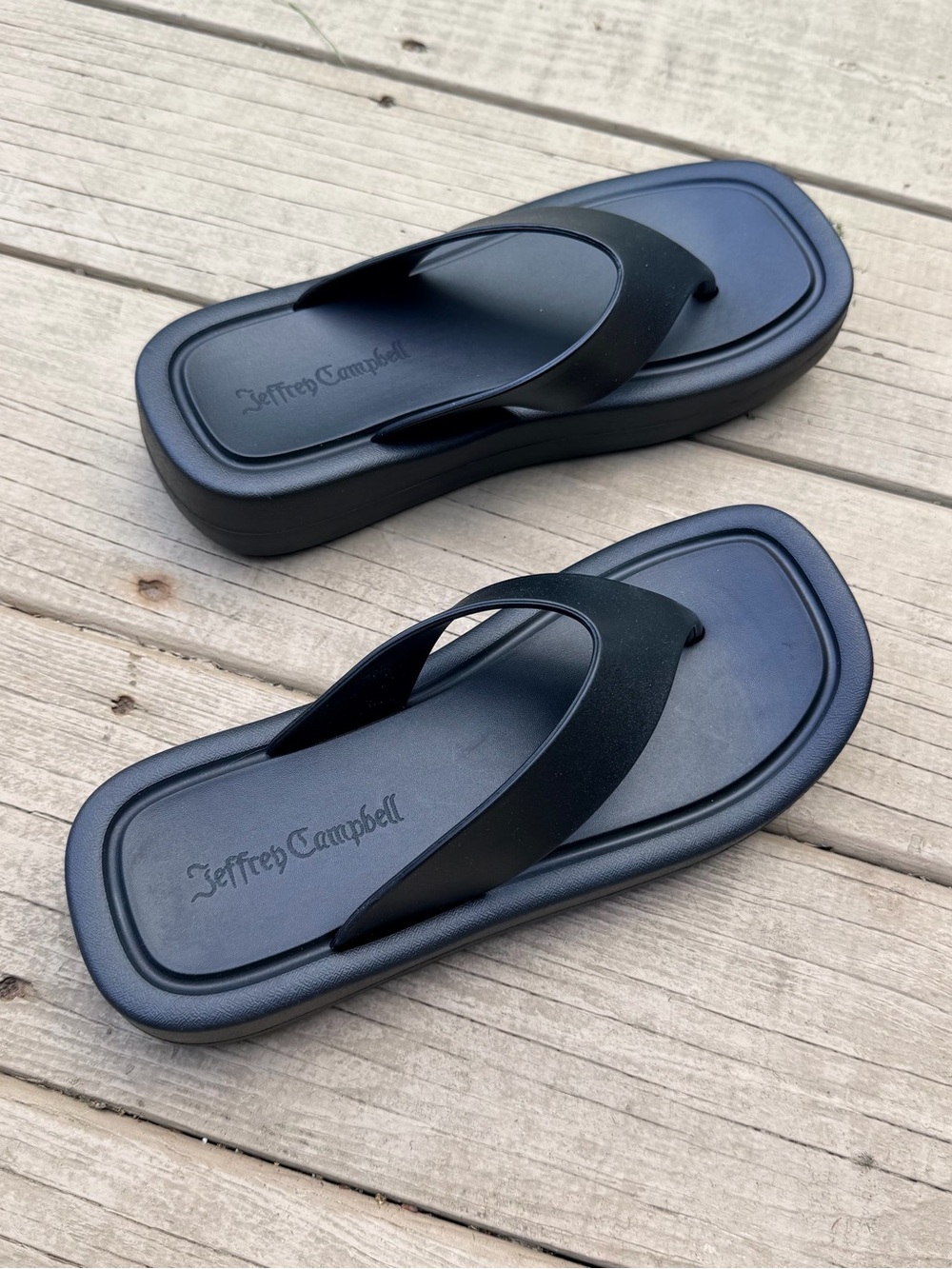 Jeffrey Campbell Black Platform Flip-Flop Sandals
